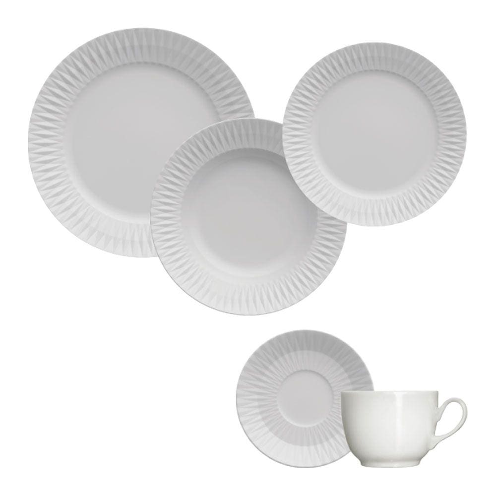 Aparelho de Jantar 30 Peças de Porcelana Germer Diamante com Xícara para Chá