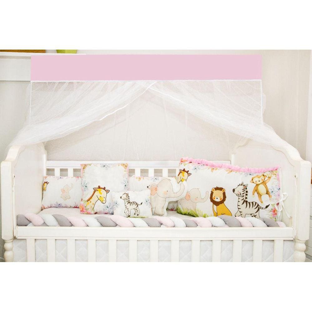 Kit Berço Feminino 10 Peças Americano Safari Rosa Completo