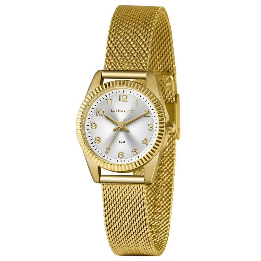 Relógio Lince Dourado Pequena Aço Esteira Lrg4674L