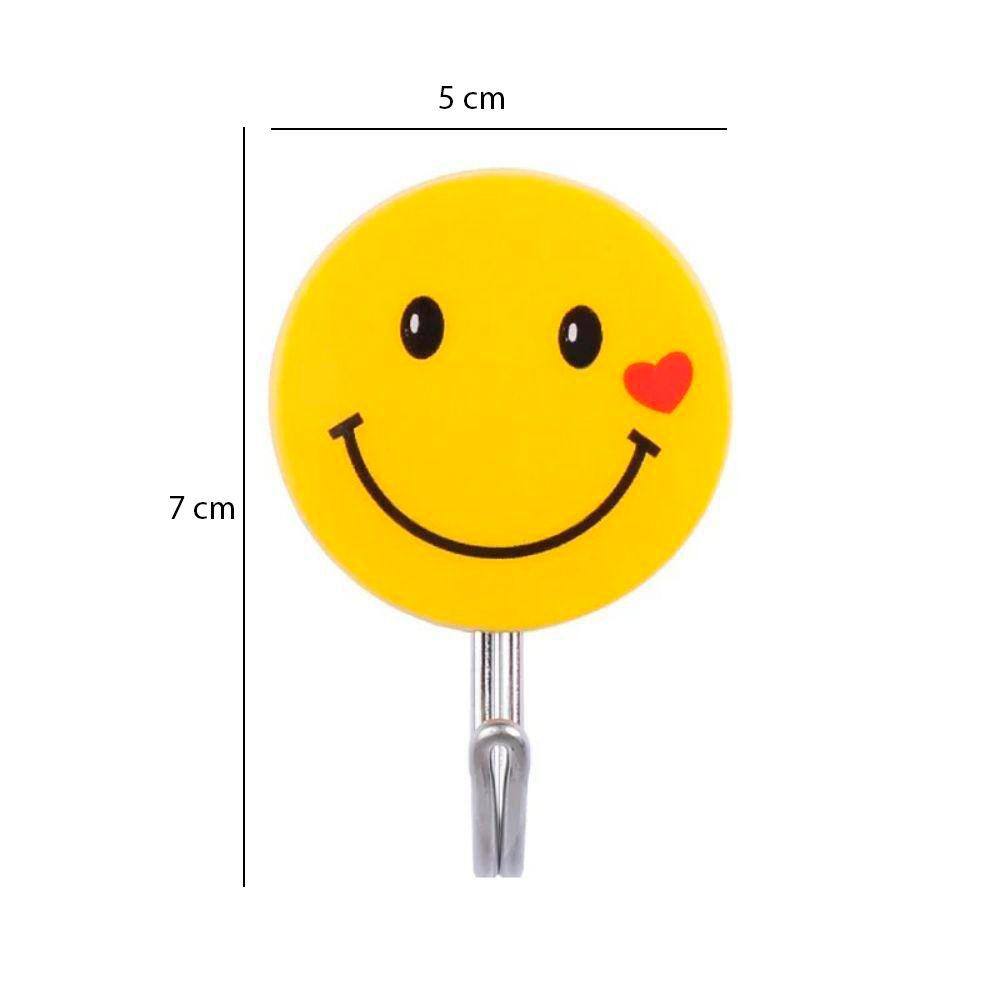Gancho Adesivo Carinha Emoji P/ Organizar E Decorar 2 UN