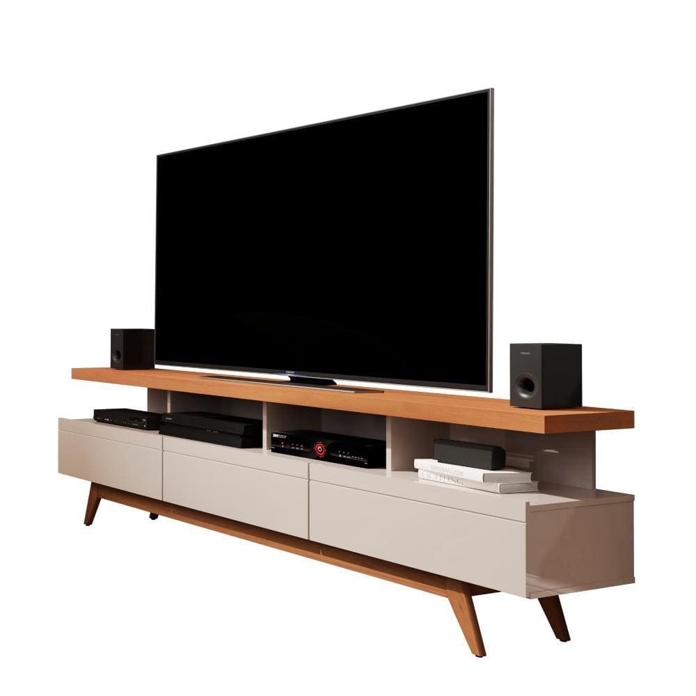 Rack Vivare Wood 1.8 3 Gavetas - Off white/ Nature - Germai