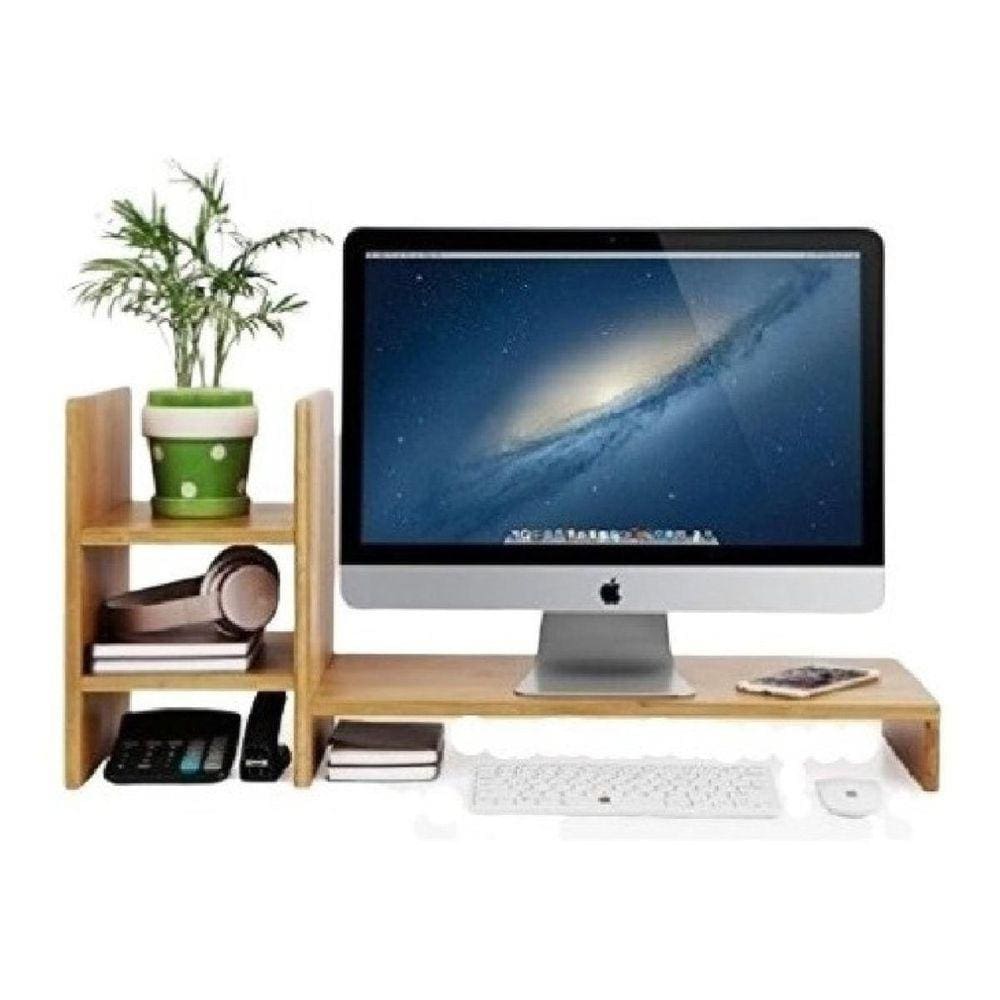 Suporte Monitor E Tv Base Apoio Mesinha Em Madeira Maciça