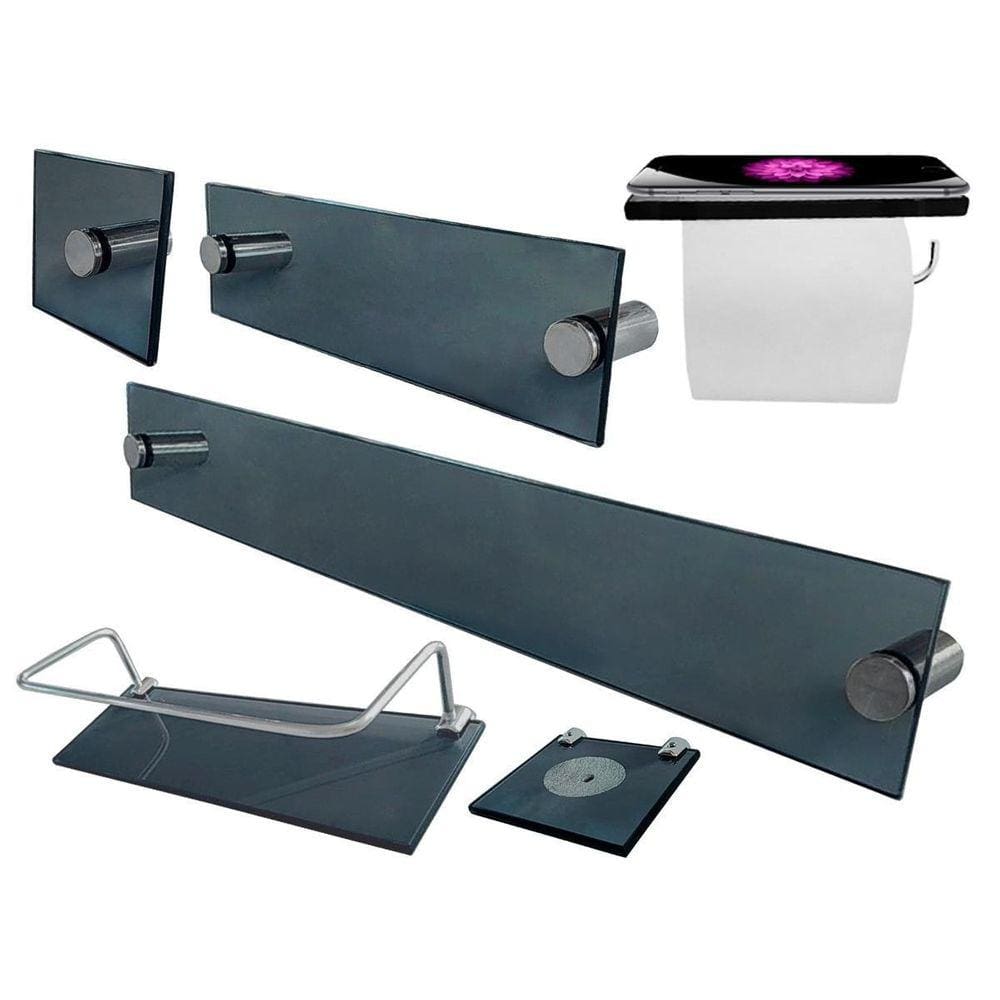 Kit Para Banheiro Premium 6 Peças Fumê
