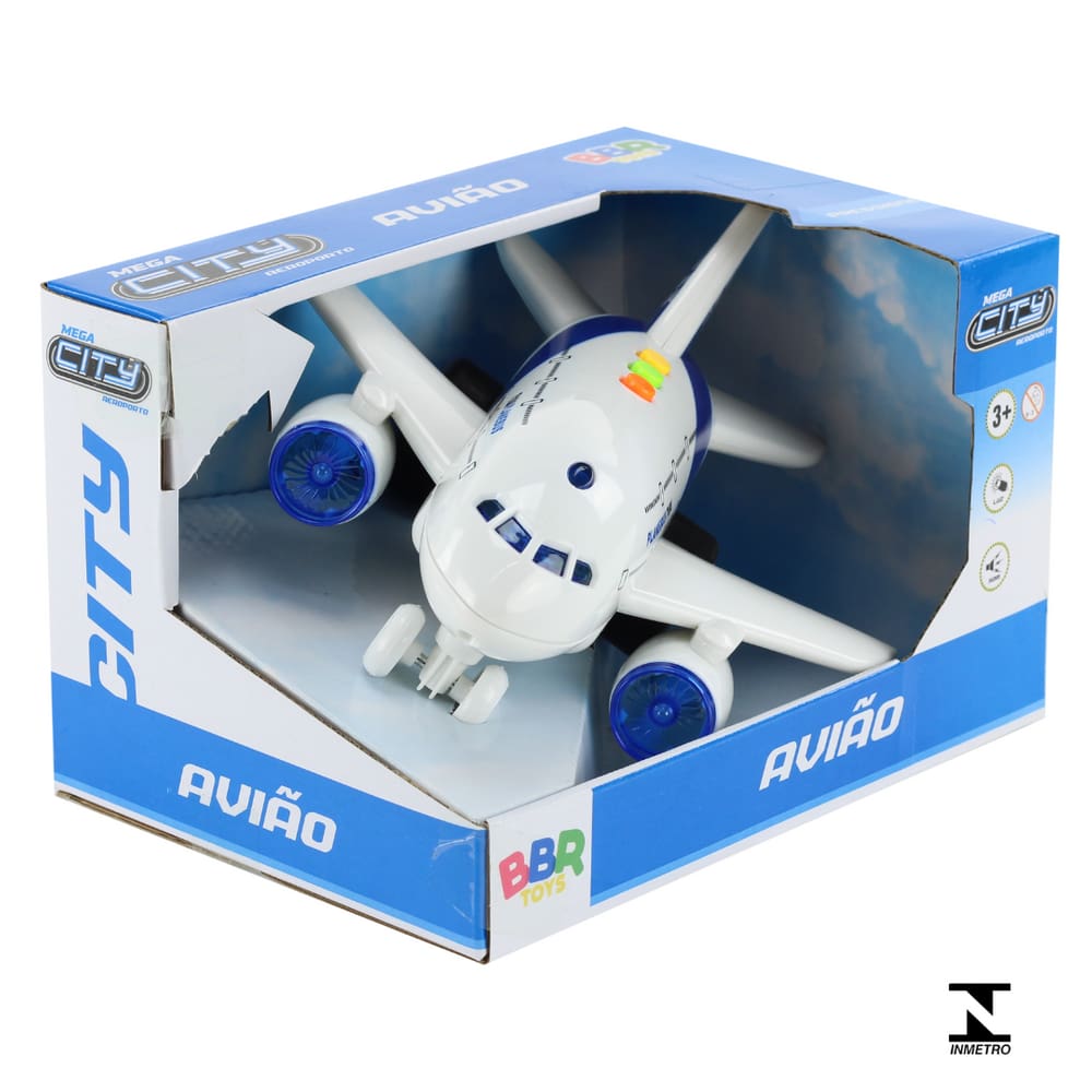 Avião Com Luzes E Sons Mega City - Bbr Toys