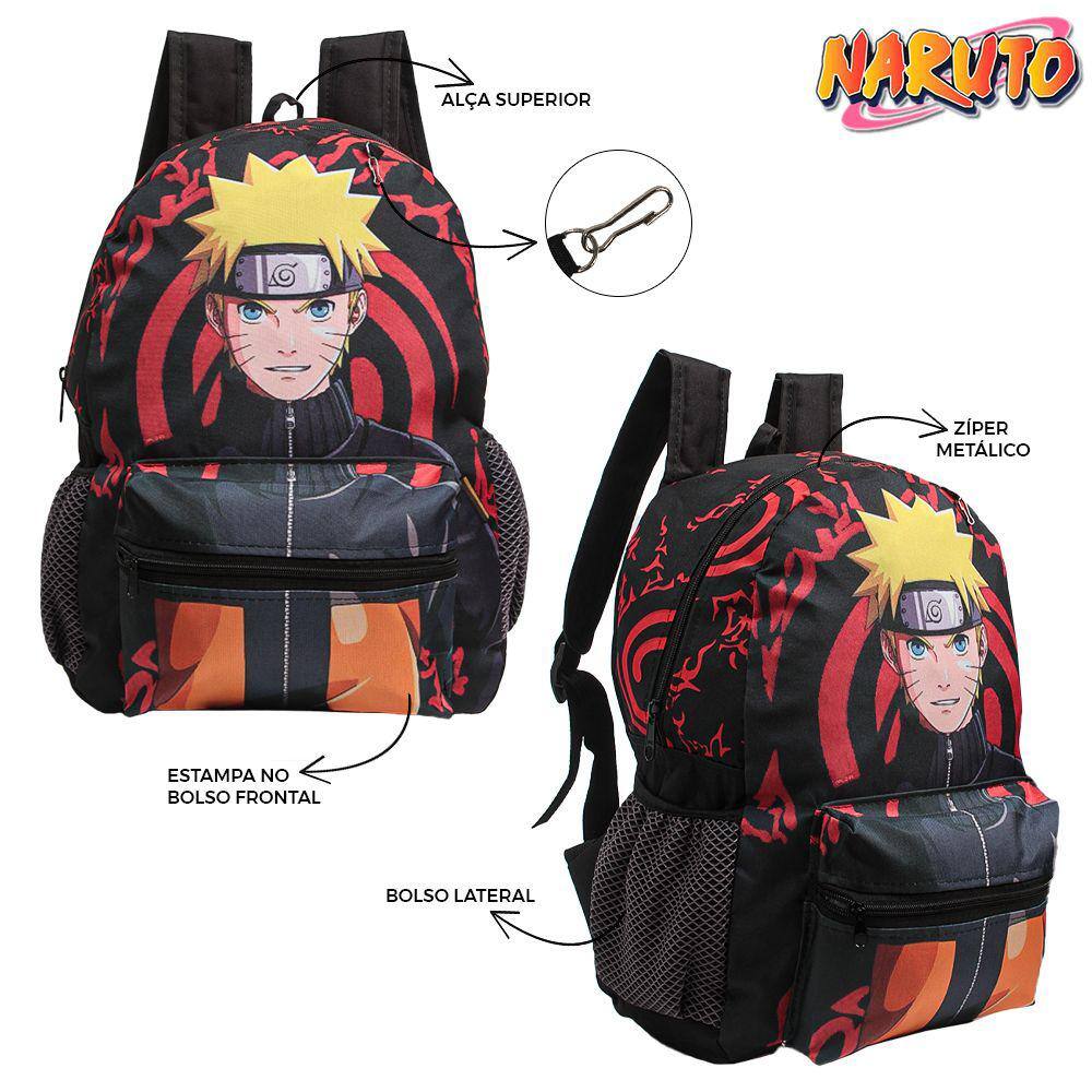 Kit mochila e estojo grande padrão escolar Naruto uzumaki versão