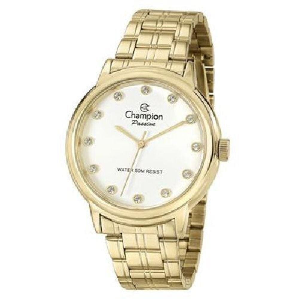 Relógio Feminino Com Zircônias Dourado Champion Cn29874H