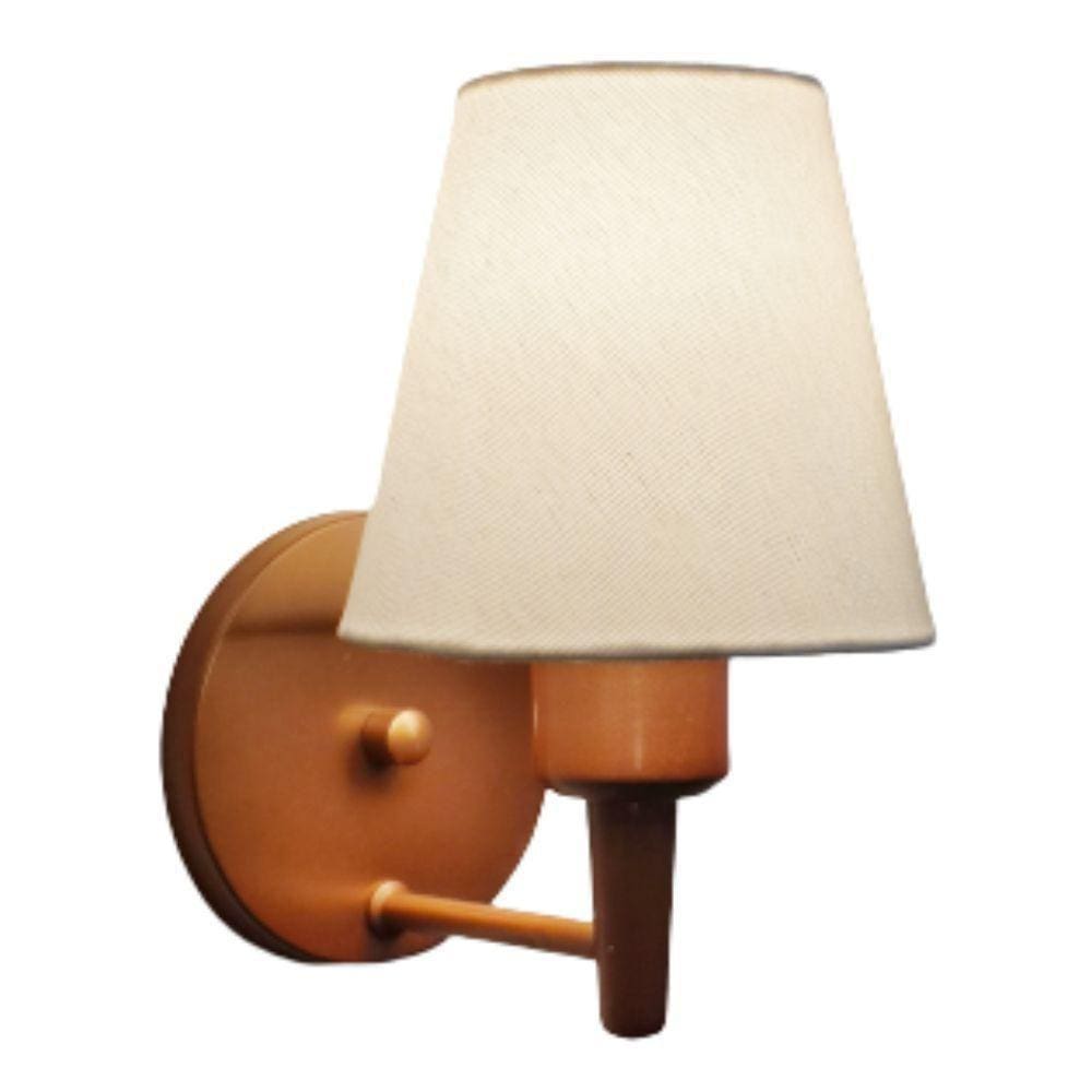 Arandela Cone Md-2004 Base Cobre Cúpula Em Tecido 14/14X07Cm Branco Bivolt