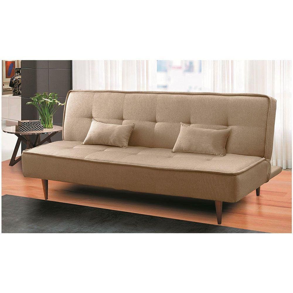 Sofá Cama Silver 2 Estágios 3 Lugares Linho Capuccino