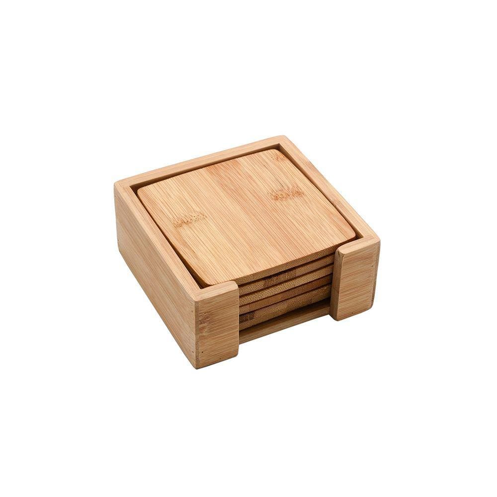 Jogo De Porta Copos Quadrado De Bambu 6Pcs - Oikos