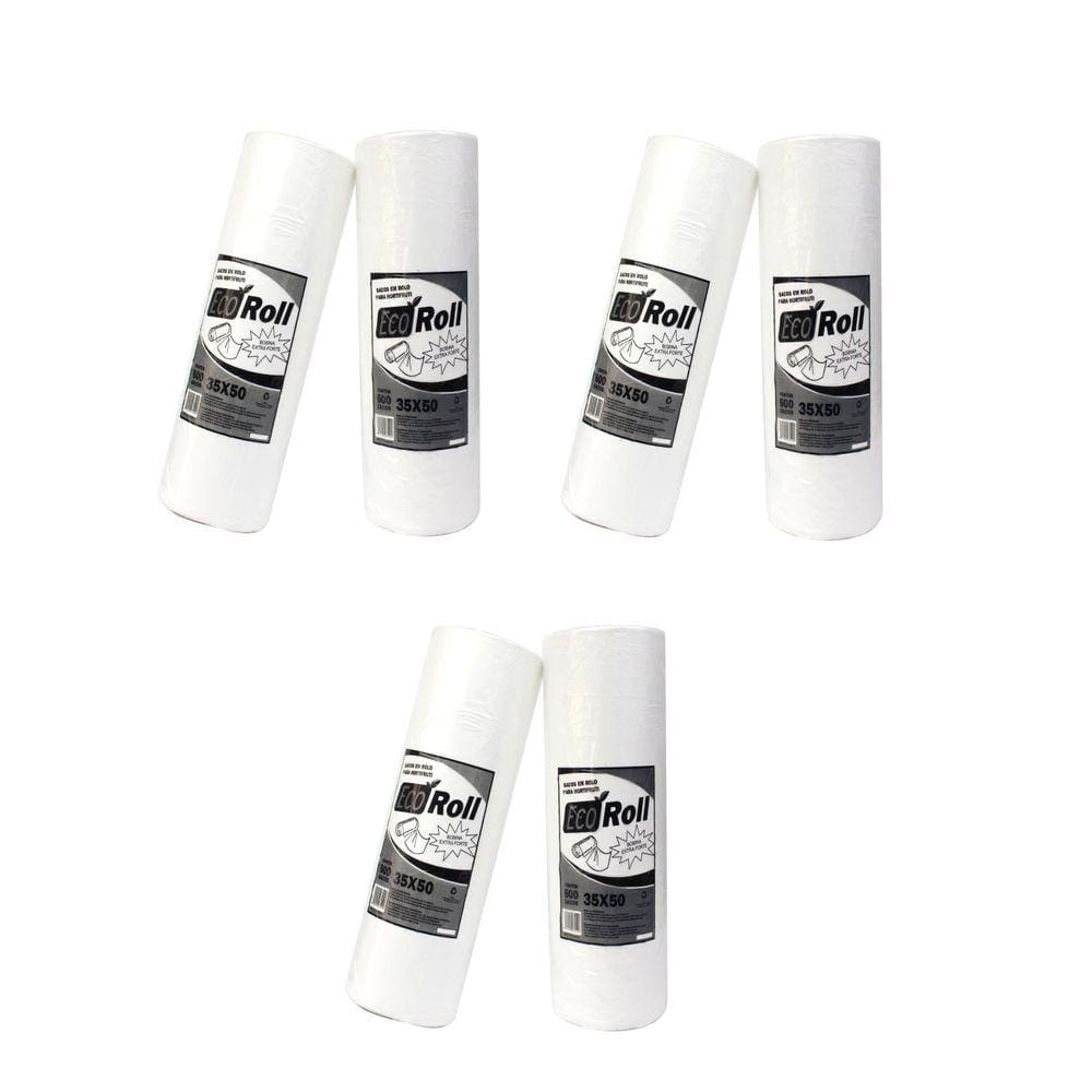 Kit 18Kg Bobina Saco Plastico Picotada 35x50 Extra Fort 6Bob