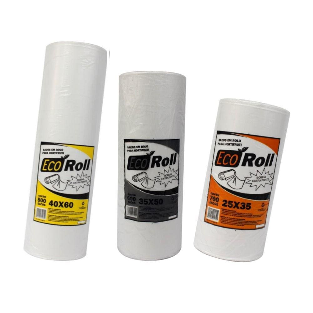 Kit 50Kg Bobina Saco Picotada Misto 25x35 35x50 40x60 18 Bob