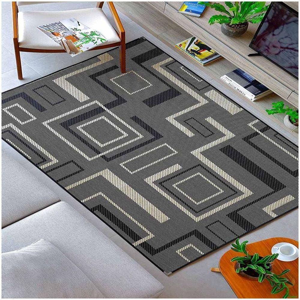 Tapete Sisal Sala 1,50 X 2,00 Antiderrapante Preto S-552