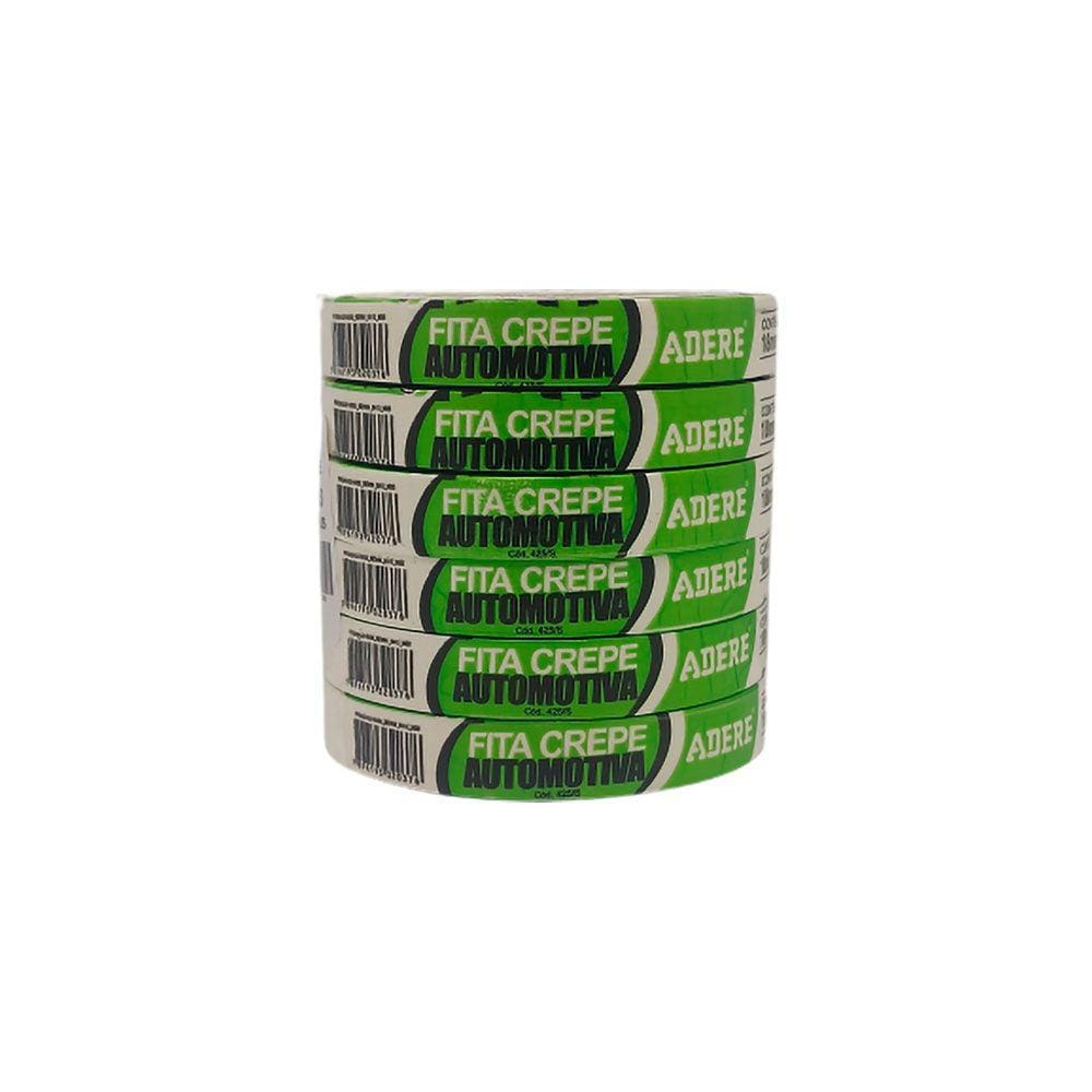 Fita Crepe Uso Automotivo Geral Adere Kit com 6 un 18mmX50m