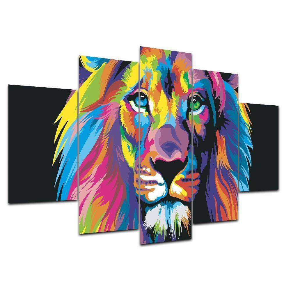 Kit 5 Placa Quadro Decorativo 3d Borda Infinita Leão De Judá