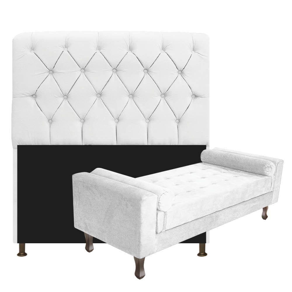 Cabeceira Lady e Recamier Félix 160Cm Queen Size Branco