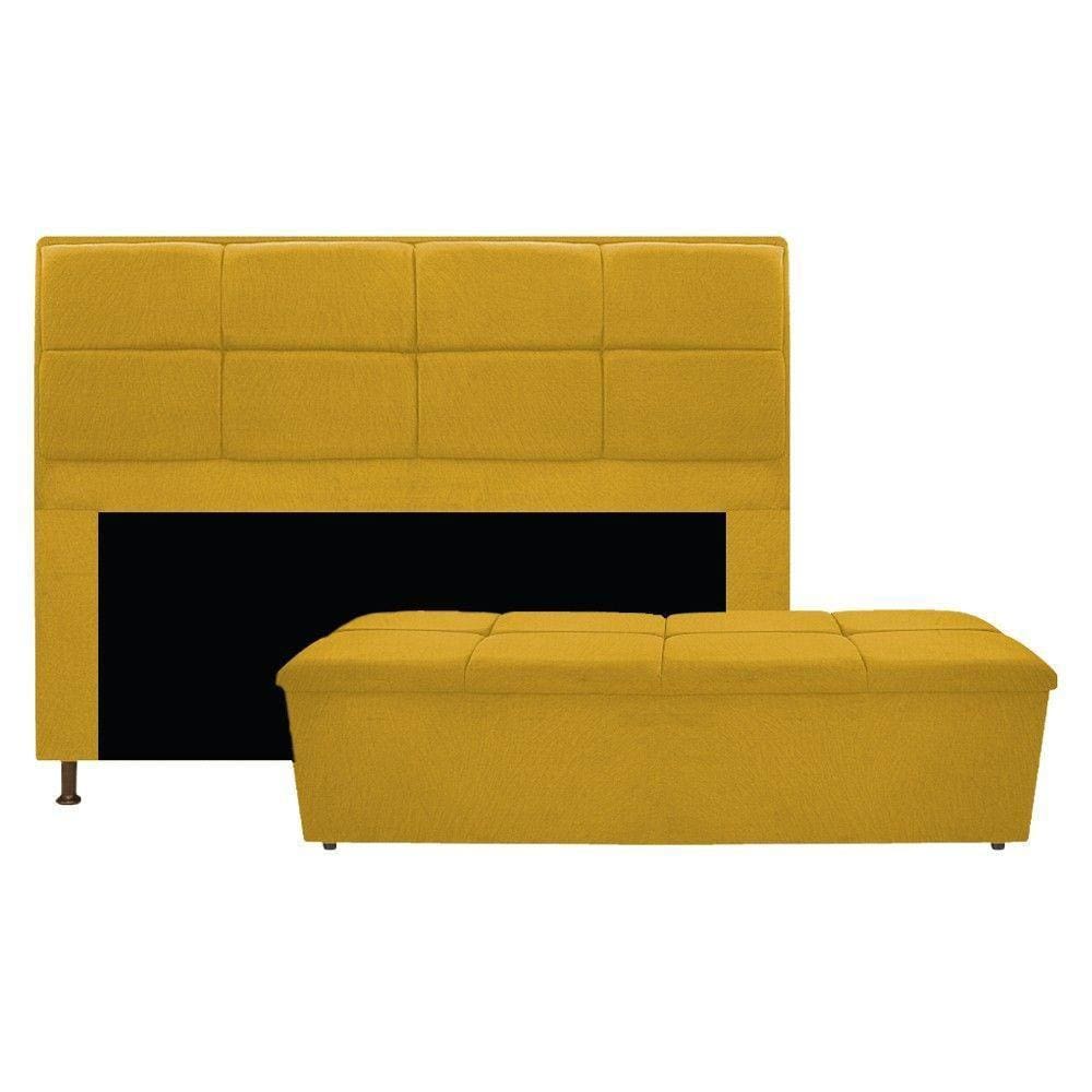 Cabeceira e Calçadeira Munique 160 Cm Queen Size Amarelo