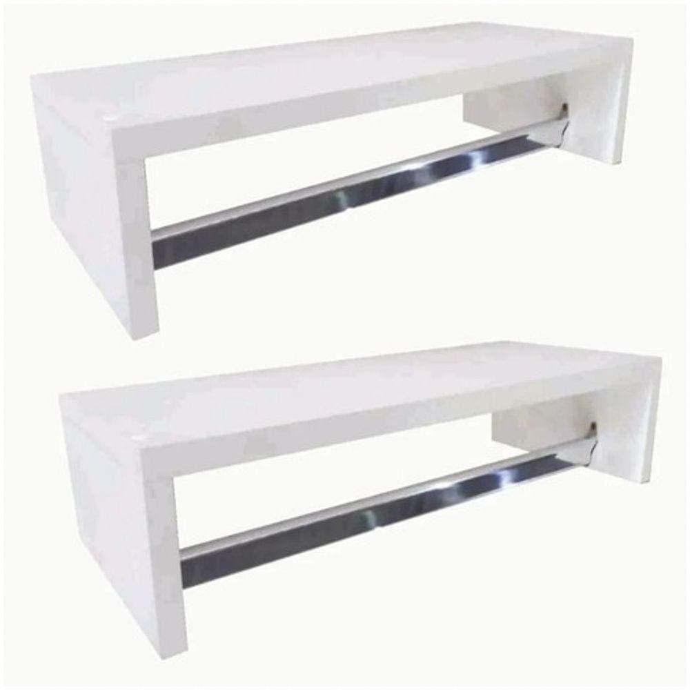 Kit2 Toalheiro Banheiro Multiuso Branco 60cm Nicho