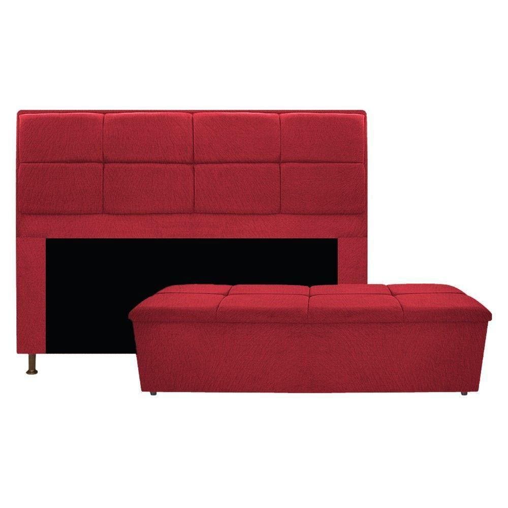 Cabeceira e Calçadeira Munique 160 Cm Queen Size Vermelho