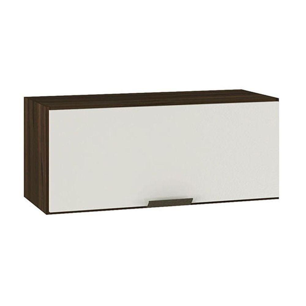 Armário Aéreo Basculante Geladeira Flair 80cm 1 Porta Poliman Móveis Nogueira Com Off White