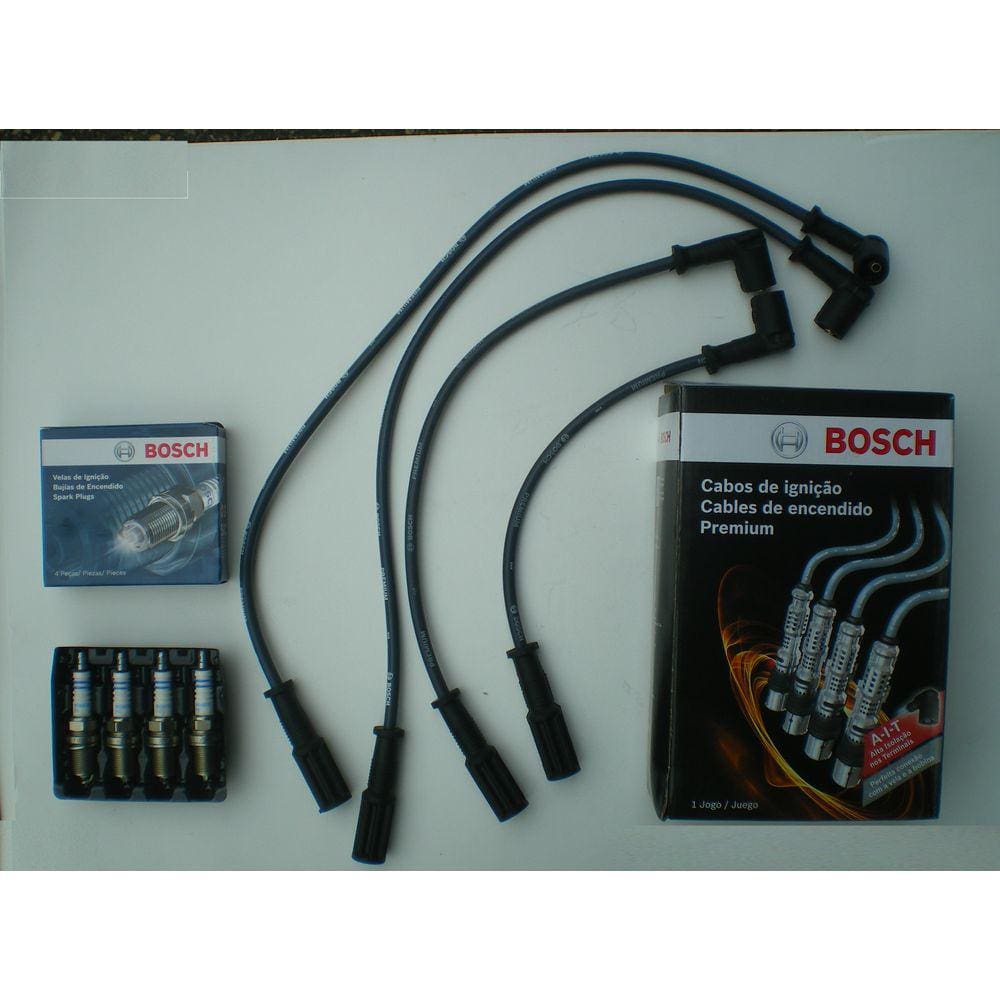 Kit Cabos e velas de Ignição Fiat Uno Mille Fire 2006 a 2013 Fiorino 1.3 8V 2006 a 2013 Palio Siena Strada Fire 2006 em diante Doblô Idea Punto Bosch