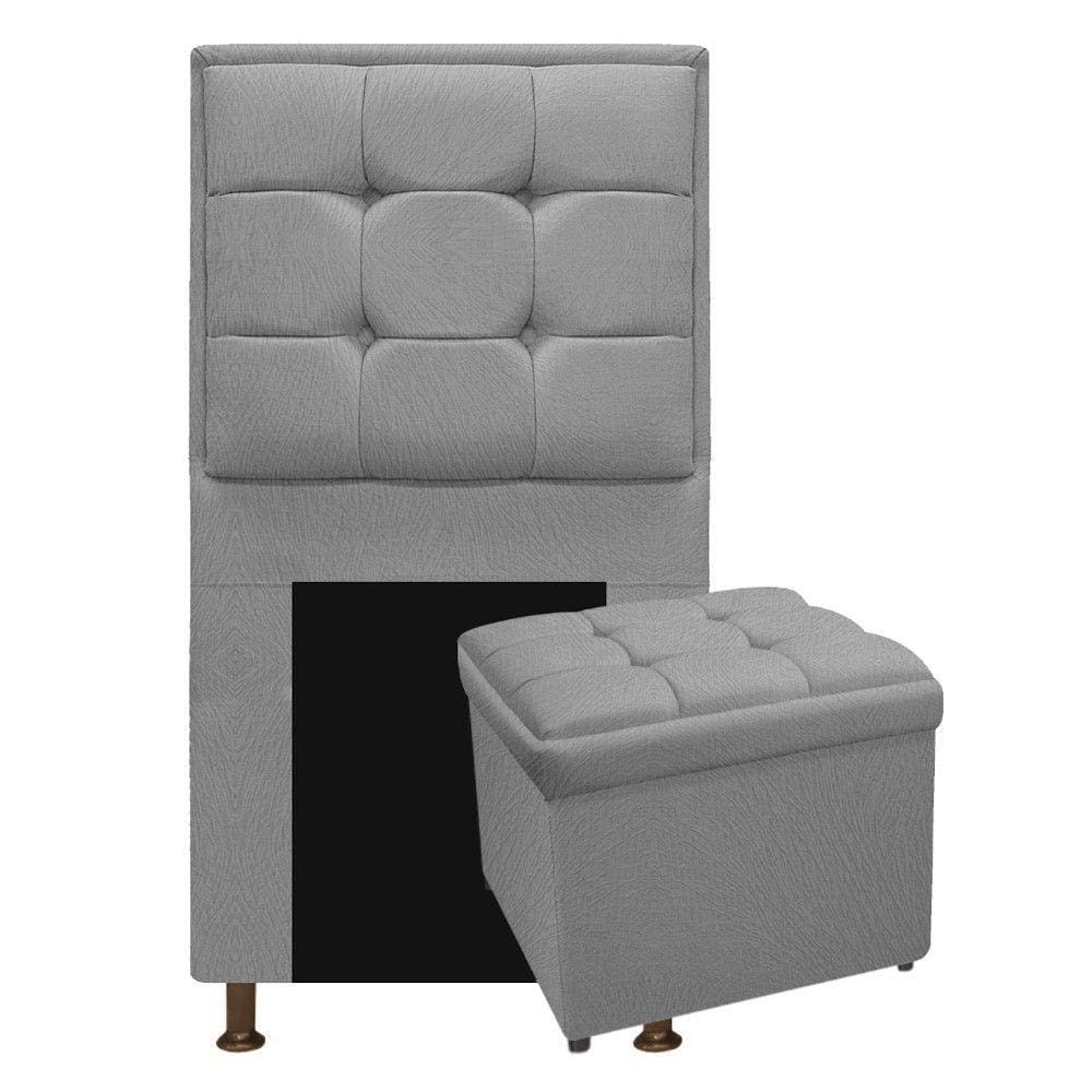 Cabeceira e Calçadeira Copenhague 100Cm Solteiro Suede Cinza
