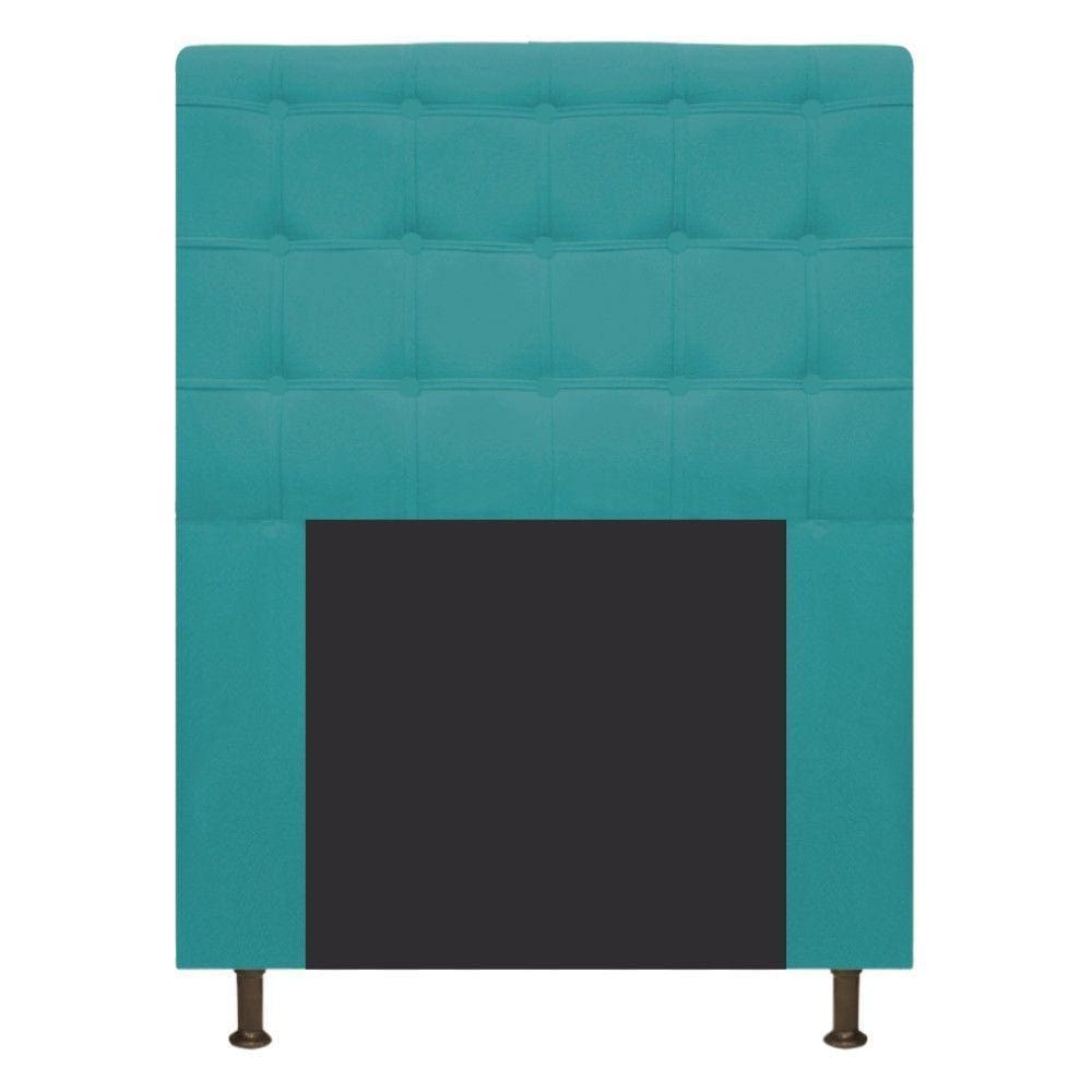 Cabeceira Estofada Dama 90 Cm Solteiro Suede Azul Turquesa