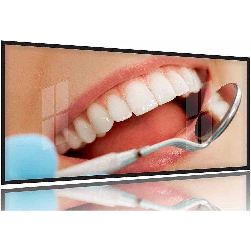 Quadro Odontologia Decorativo Sorriso Espelho 130x60 Moldura Preta 2x2