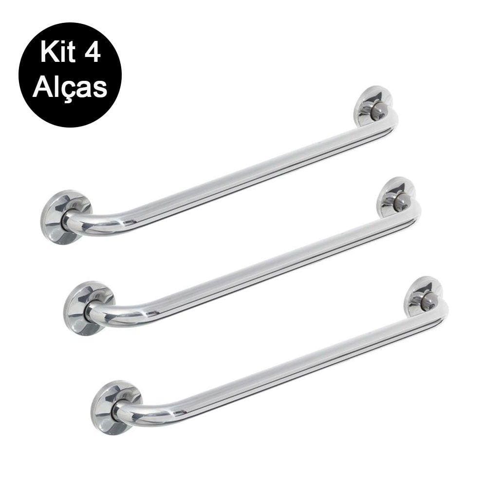 Alças Apoio Kit 4 unds Banheiro Inox Idoso Cadeirante Deficiente Acessibilidade
