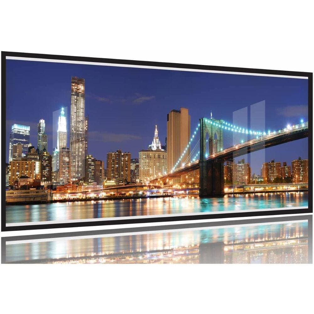 Quadro Paisagem De Nova York Vista Da Ponte Brooklyn 130x60 Moldura Preta 2x2
