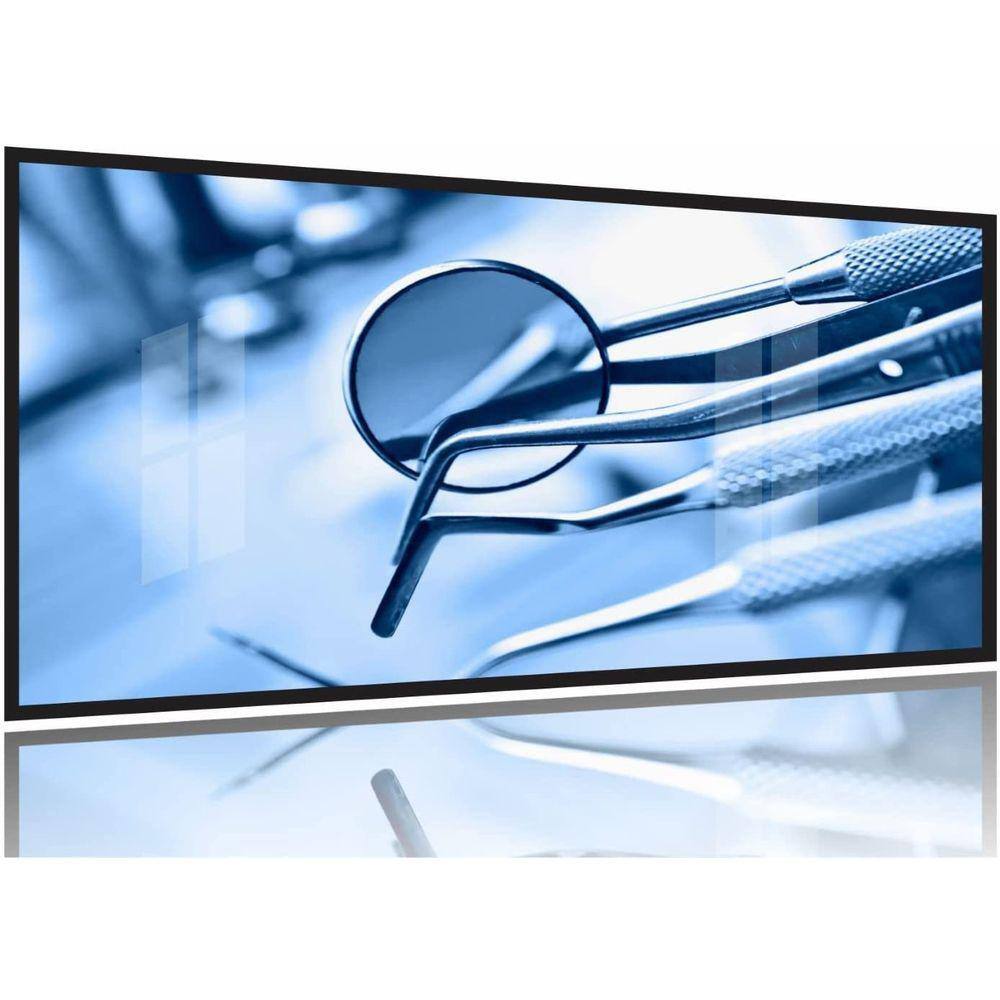 Quadro Odontologia Decorativo Instrumentos Dentista Moldura Preta 2x2