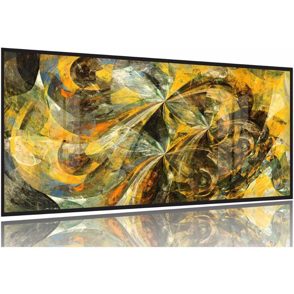 Quadro Decorativo Abstrato Marmore Amarelo 130x60 Moldura Preta 2x2