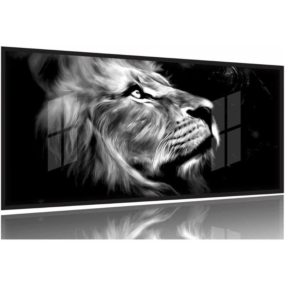 Quadro Decorativo Leao de Juda Olhar 130x60 Moldura Preta 2x2