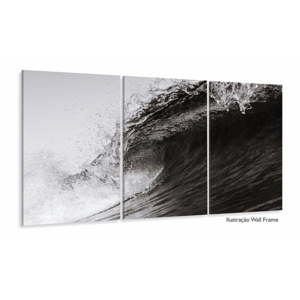 Quadro Mosaico Onda Do Mar Arte Em Preto E Branco Surf 120x6