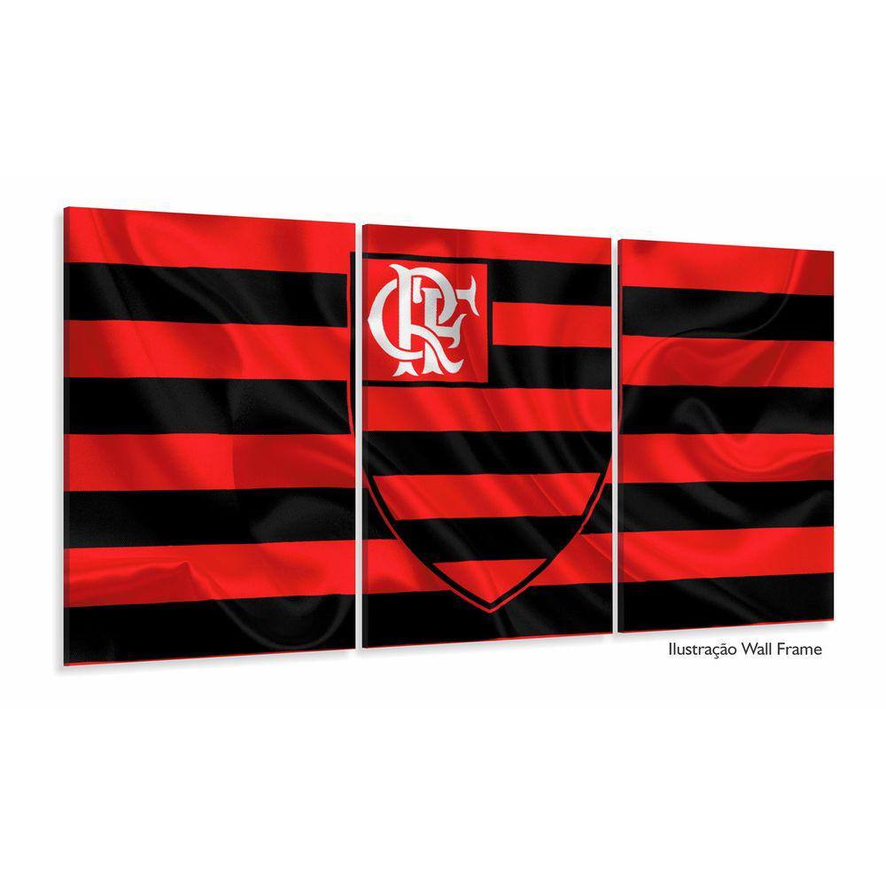 Quadro Decorativo Flamenro Futebol 120x60 3 pçs