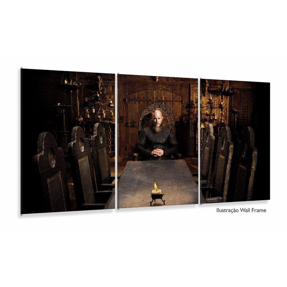 Quadro Decorativo Ragnar Lothbrok Vikings Em Tecido 3 Peças