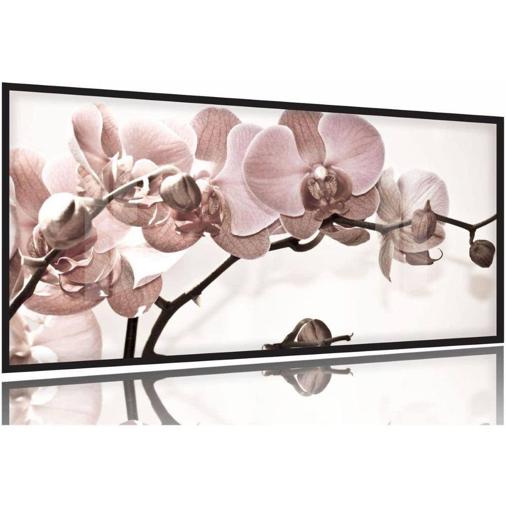 Quadro Flores Orquídeas Para Sala Recepção 130x60 Moldura Preta 2x2