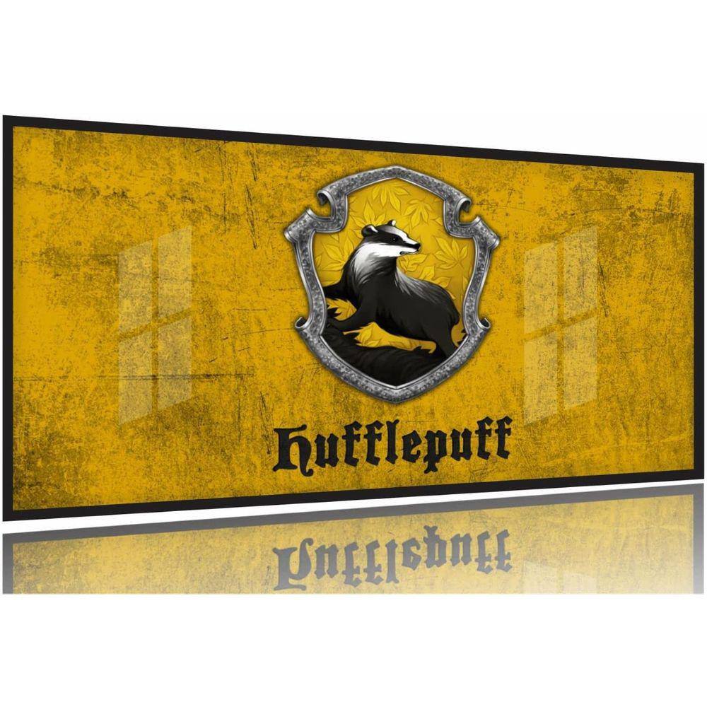 Quadro Harry Potter Huflepuff Decorativo 130x60 Moldura Preta 2x2