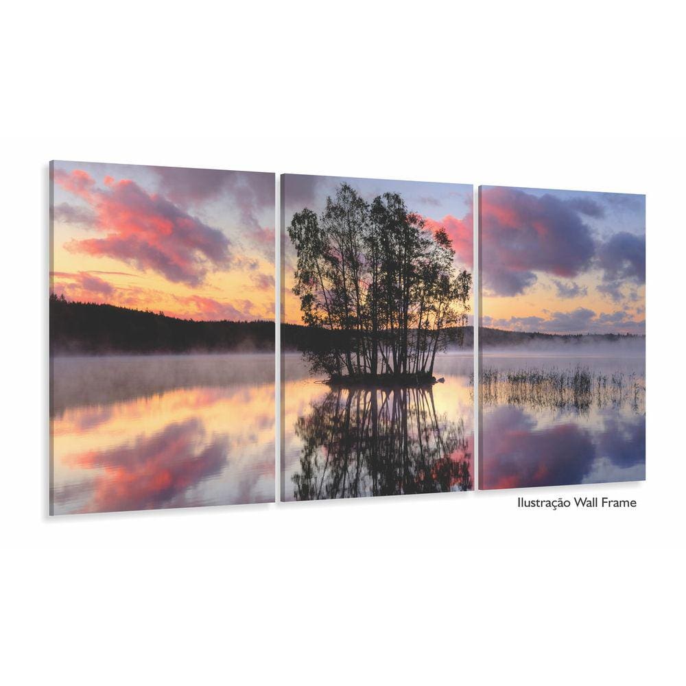 Quadro Decorativo Paisagem Árvore Lago Entardecer
