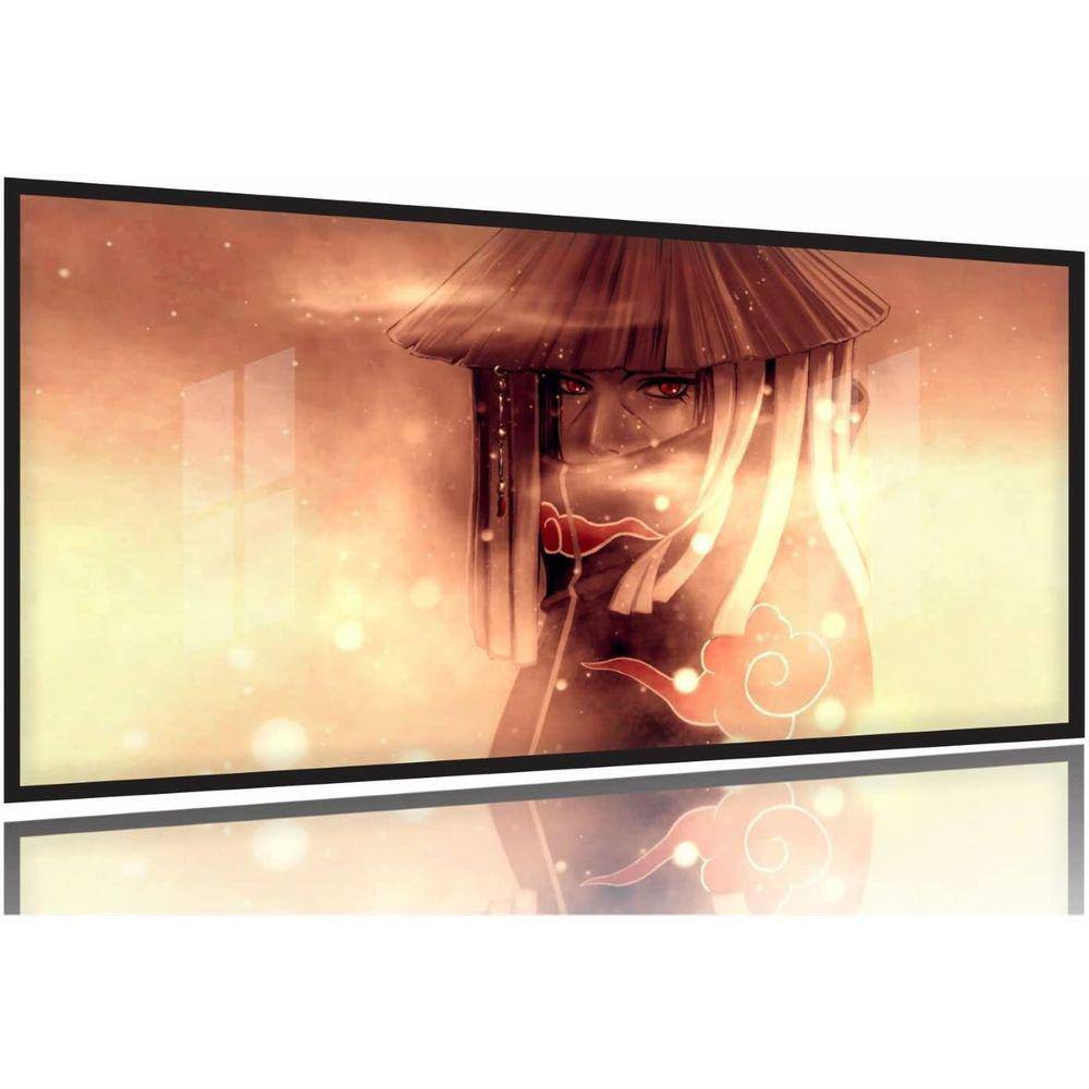 Quadro Índio Americano Artístico Sala 130x60 Moldura Preta 2x2