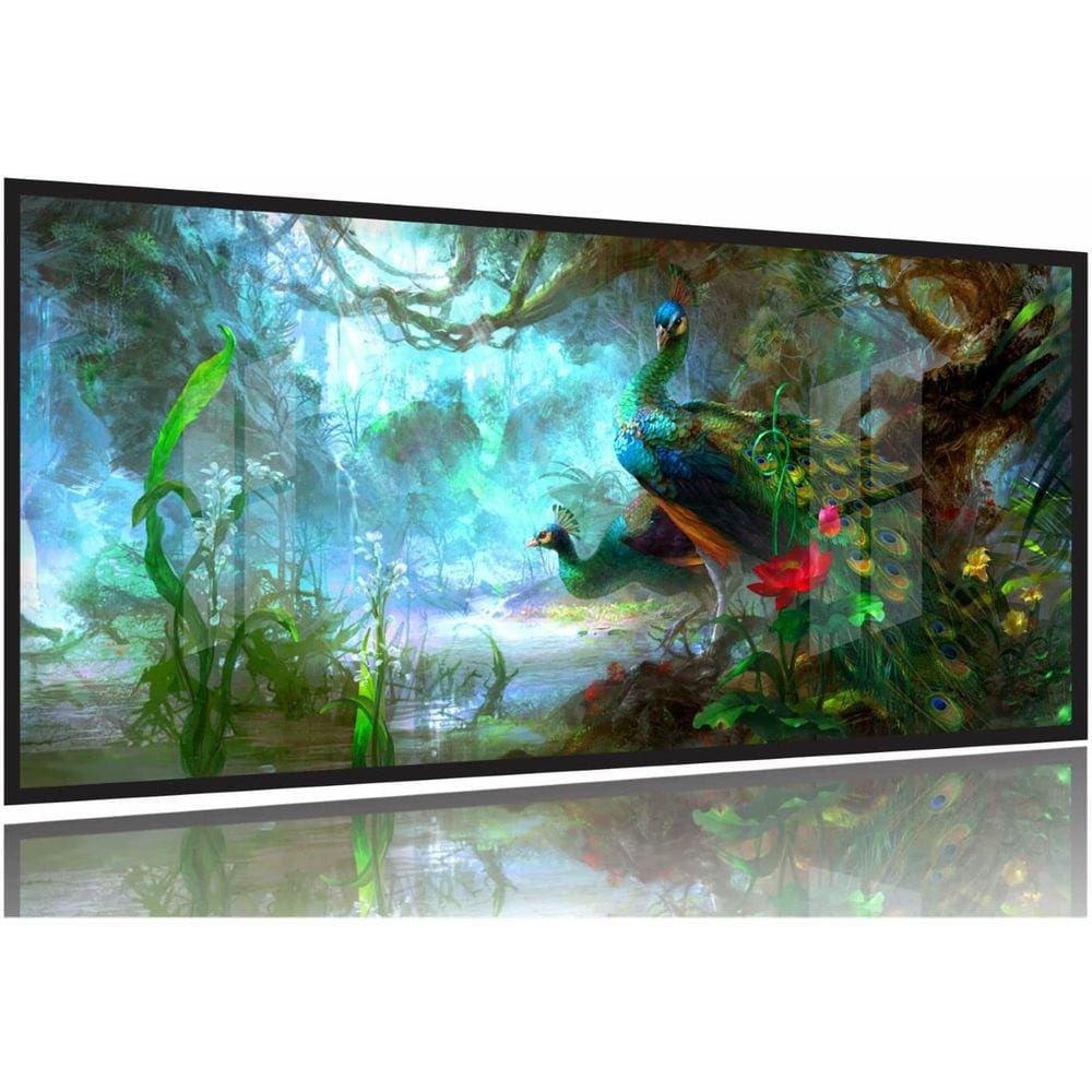Quadro Paisagem Artístico Pavão 130x60 Moldura Preta 2x2