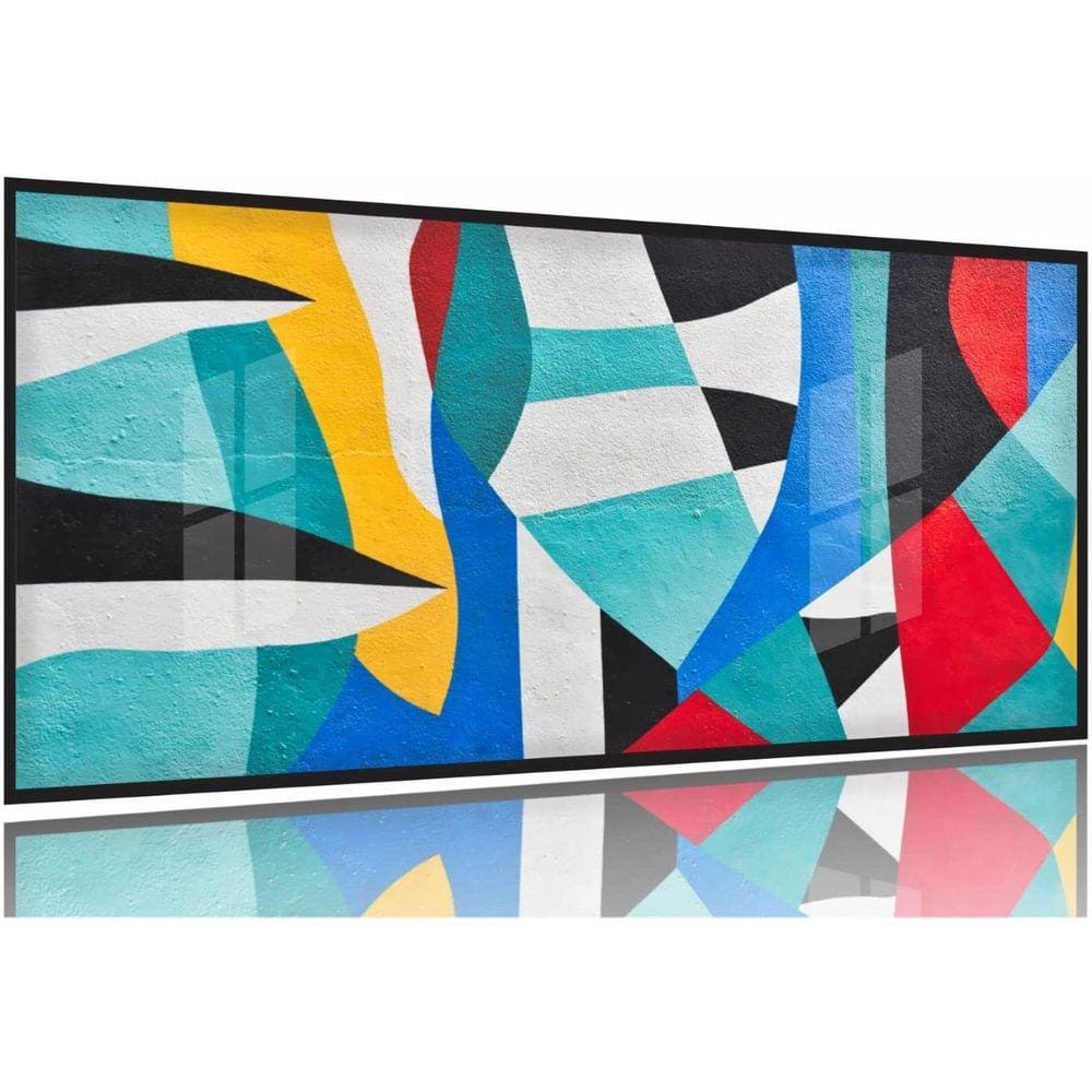 Quadro Decorativo Abstrato Formas Geometricas 130x60 Moldura Preta 2x2