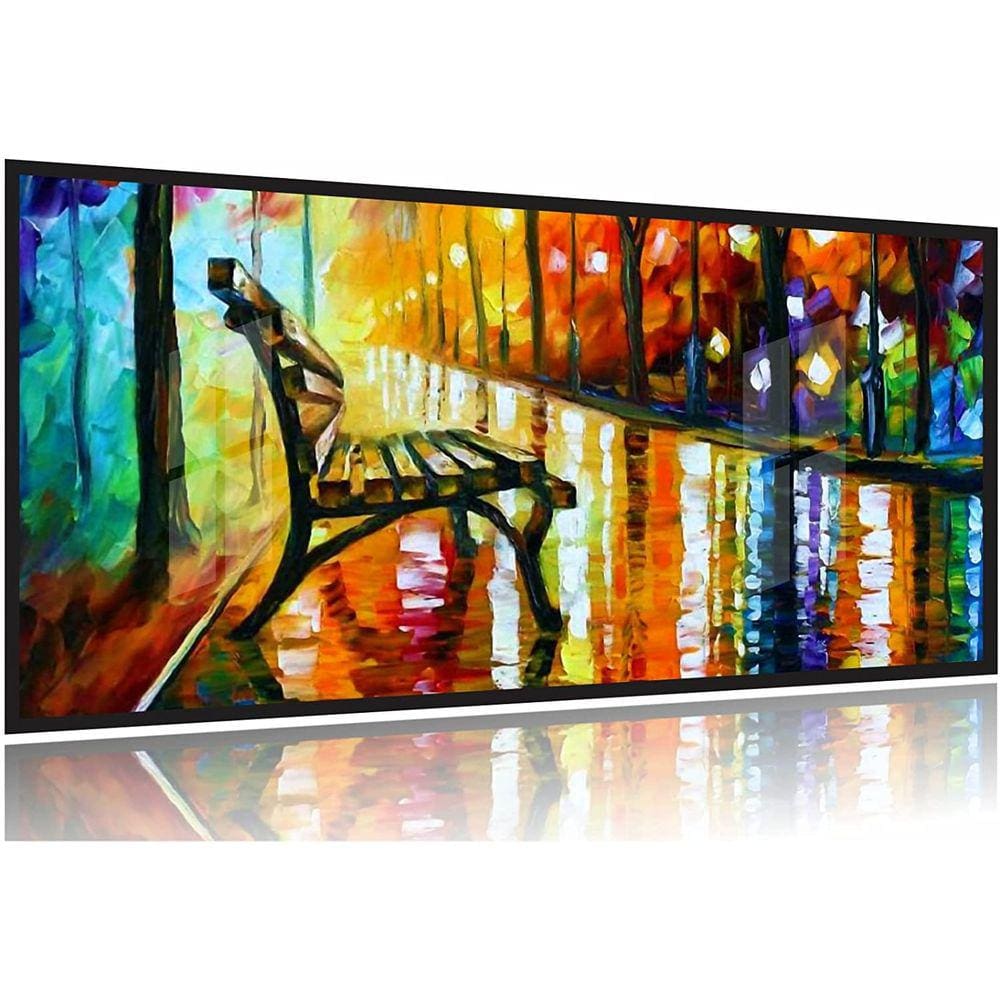 Quadro Abstrato Banco Praça Artístico Para Corredor Apê Moldura Preta 2x2