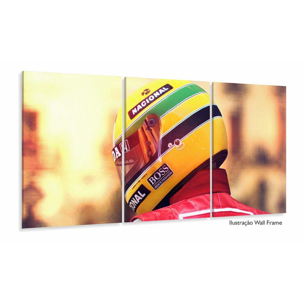 Quadro Ayrton Senna Capacete Decoração Em Tecido 3 Peças