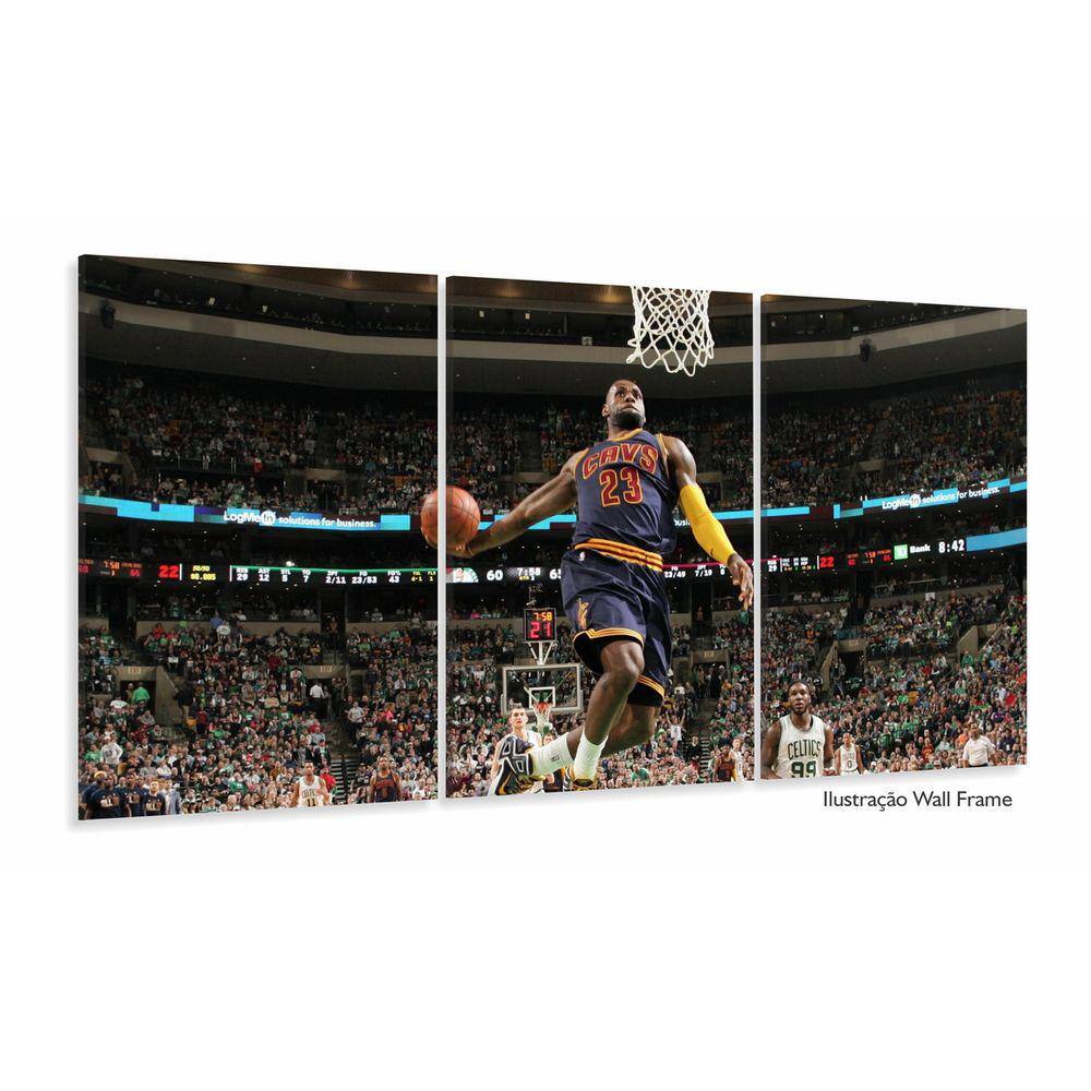 Quadro Decorativo Lebron James Enterrando Nba Tela Em Tecido