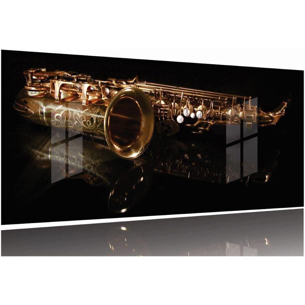 Quadro Decorativo Reflexo Saxofone 130x60 Moldura Preta 2x2
