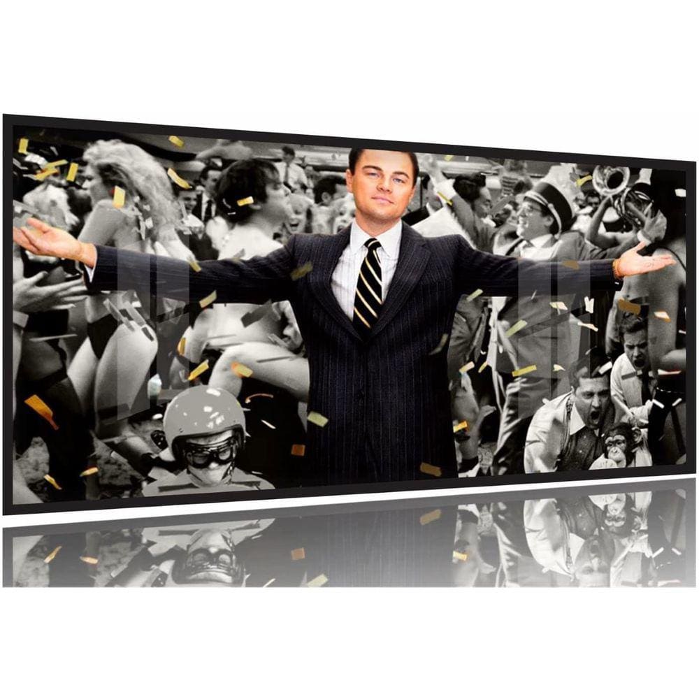 Quadro Decorativo O Lobo de Wall Street 130x60 Moldura Preta 2x2