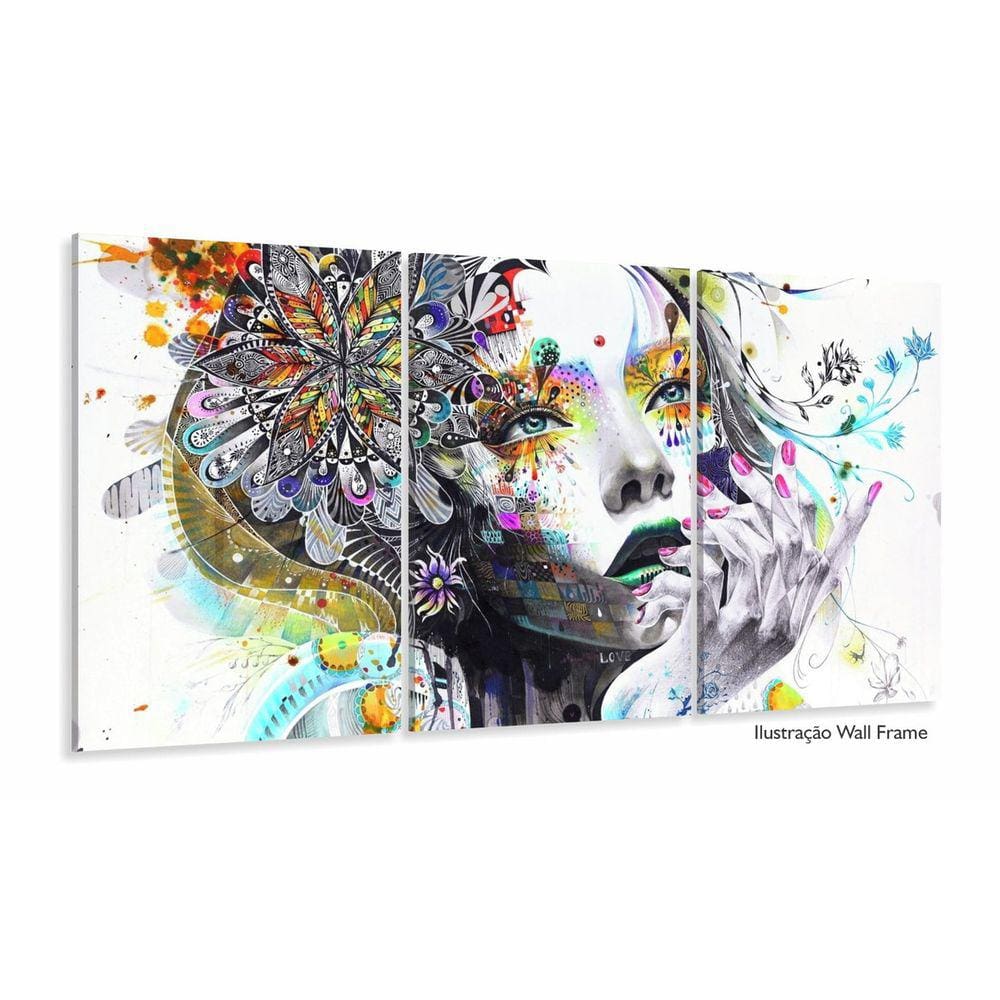 Quadros Decorativos Menina Abstrato Colorido Sala 120x60 3 p