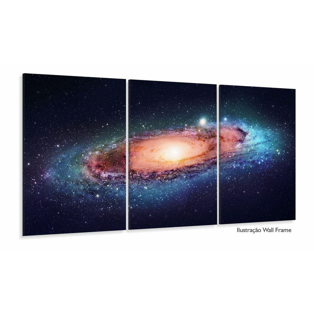 Quadro Decorativo Galáxias Universo Espaço Em Tecido 3 Peças