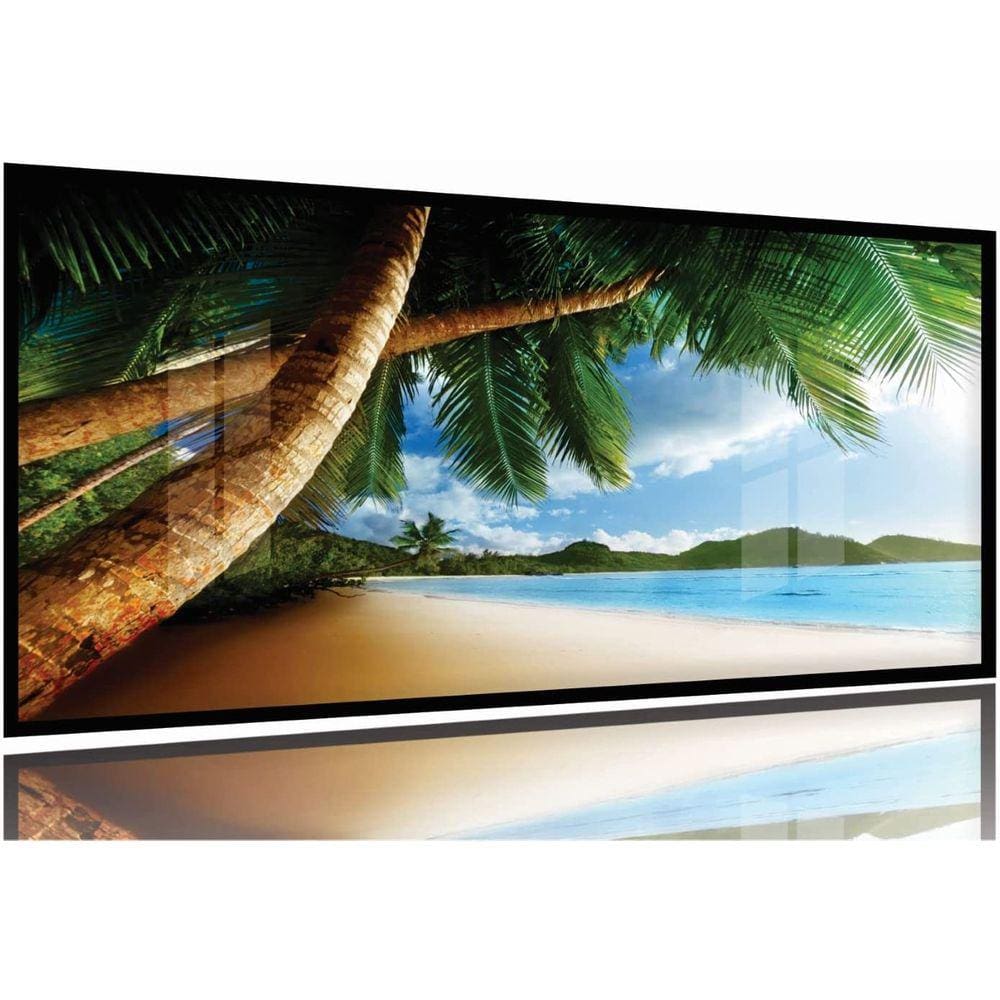 Quadro Decorativo Praia Mar Coqueiro 130x60 Moldura Preta 2x2