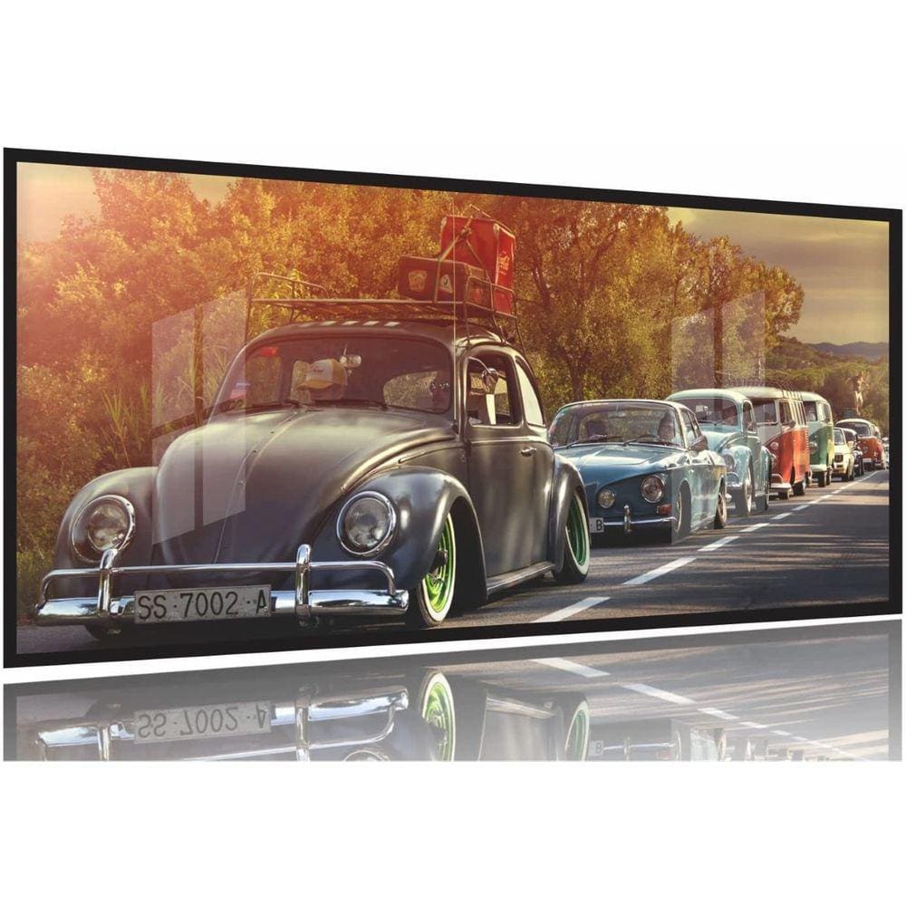 Quadro Decorativo Fusca e Compania 130x60 Moldura Preta 2x2